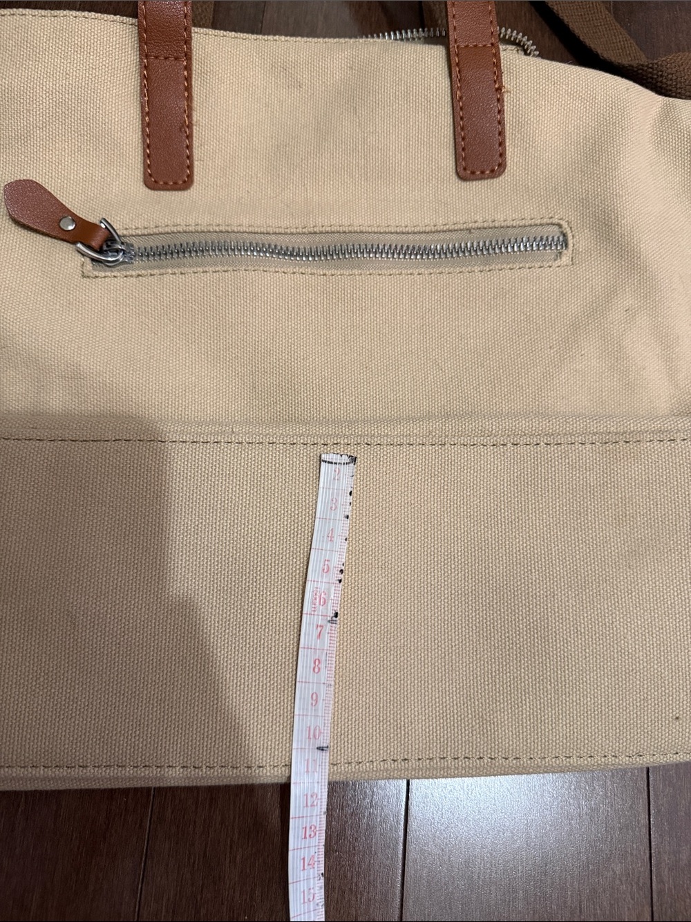 Canvas Tote Bag with crossbody strip - Beige - Picture 7 of 7